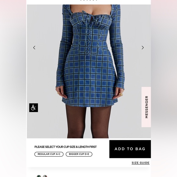 House of cb blue plaid mini dress - Picture 1 of 3